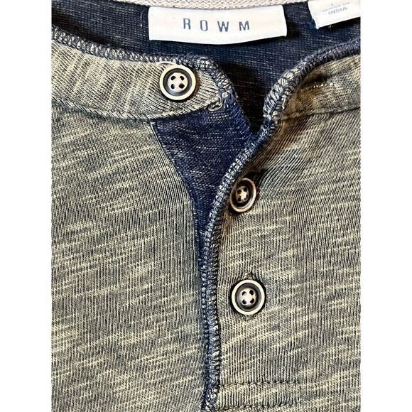 Rowm Henley Shirt Mens Large Blue Cotton Fitted Long Sleeve Pullover. X - Picture 6 of 8
